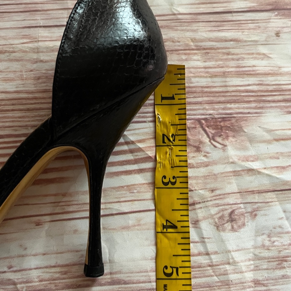 Gucci Black Lizzard Snakeskin Open Toe Heels with Gold Accent 8 1/2 B - Picture 9 of 14